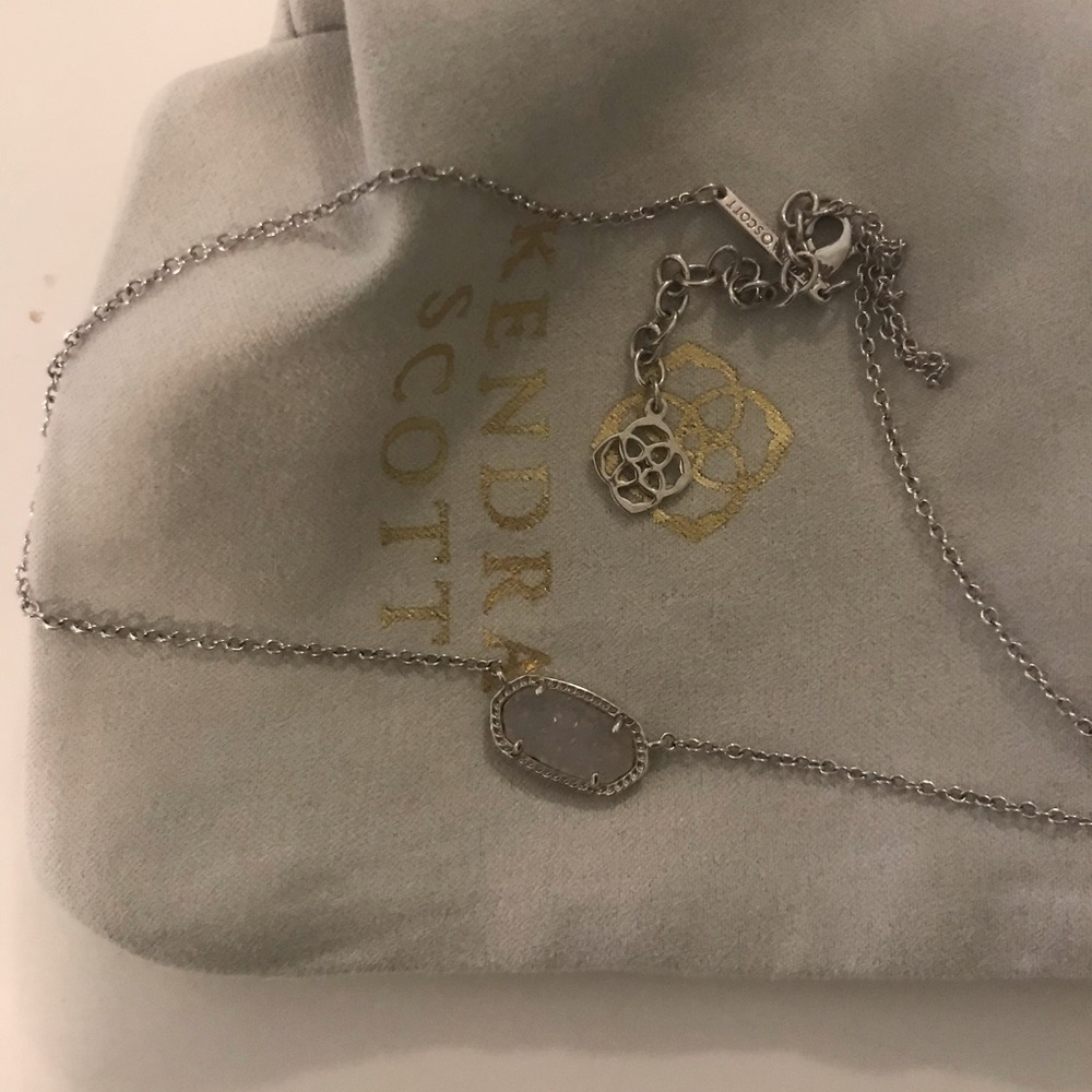 Kendra Scott silver and white druzy necklace